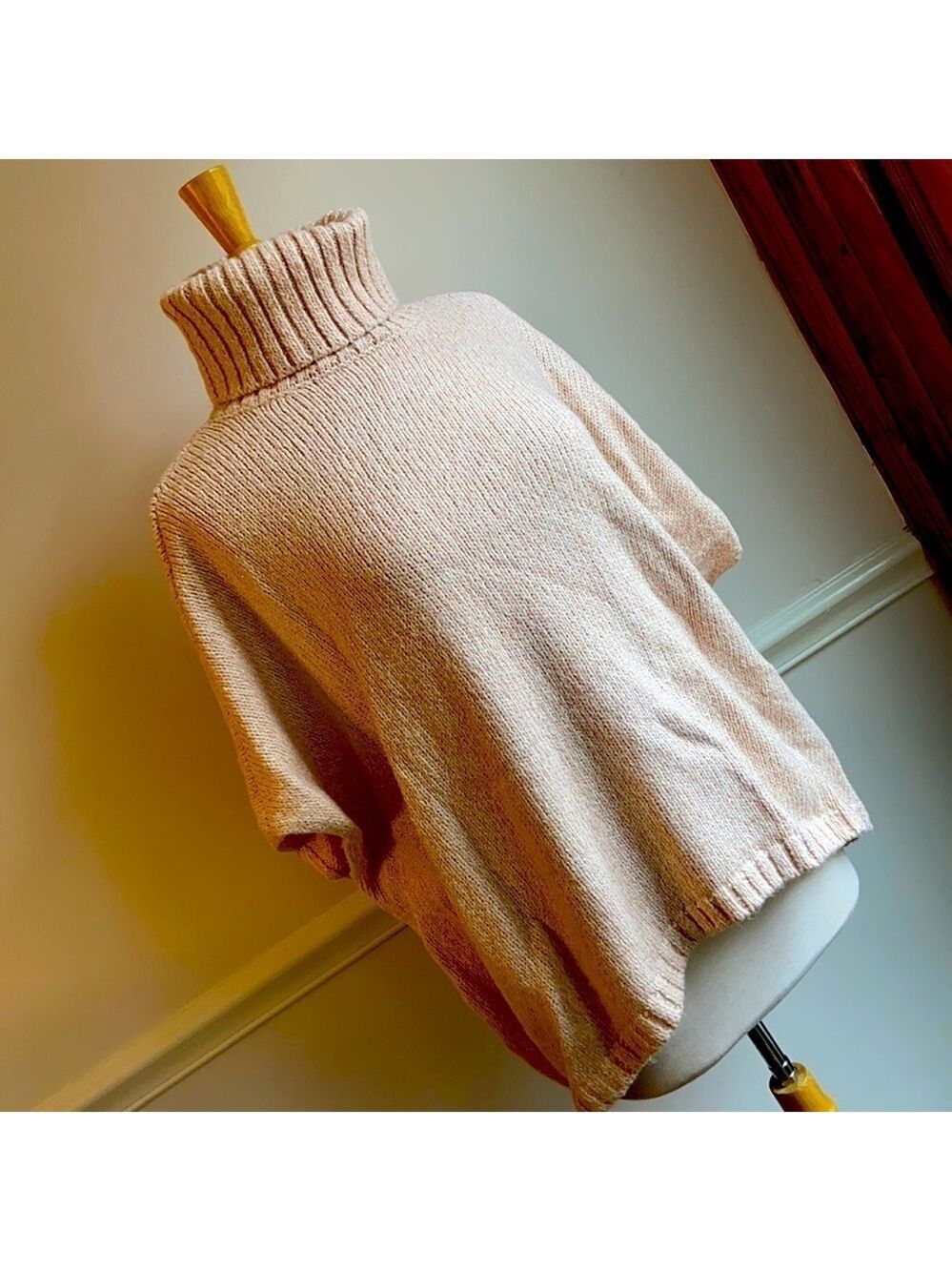 LOFT Light Pink Turtleneck Poncho Turtleneck Sweater